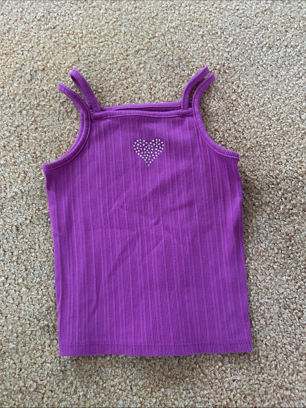 jumping beans Purple Ribbed Tank with Rhinestone Heart